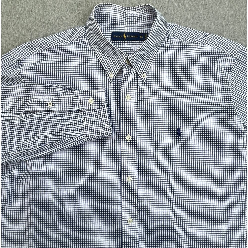 Ralph Lauren Shirt Mens XL‎ Check 100% Cotton Long Sleeve Button Down